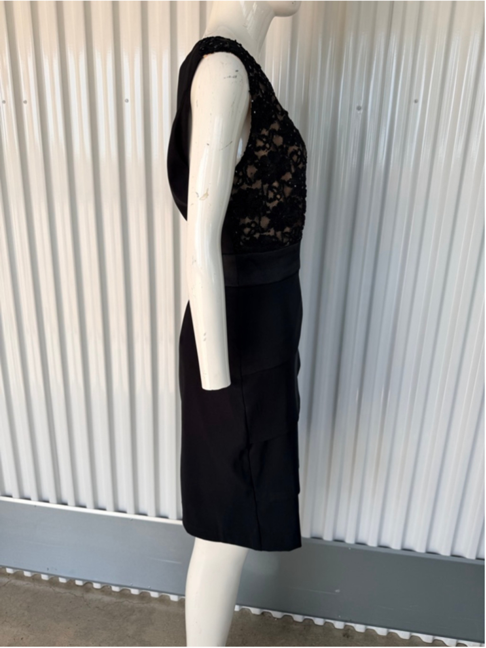 Women's Connected Apparel Black Lace Tiered Dress Size 14 - Picture 3 of 11
